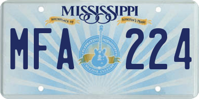 MS license plate MFA224