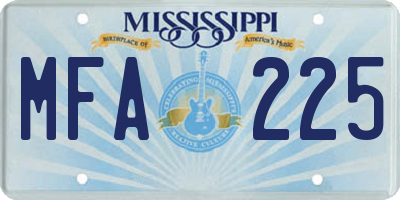 MS license plate MFA225