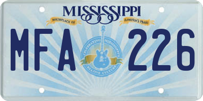 MS license plate MFA226