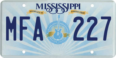 MS license plate MFA227