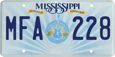 MS license plate MFA228