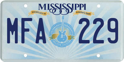 MS license plate MFA229