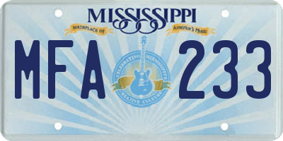 MS license plate MFA233