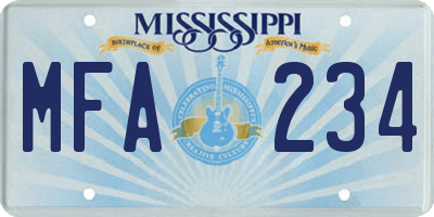MS license plate MFA234