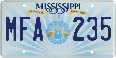 MS license plate MFA235