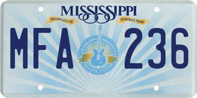 MS license plate MFA236