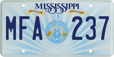 MS license plate MFA237