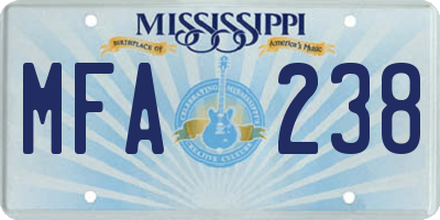 MS license plate MFA238