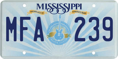 MS license plate MFA239