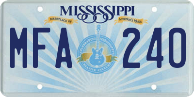 MS license plate MFA240