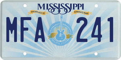MS license plate MFA241