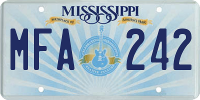 MS license plate MFA242