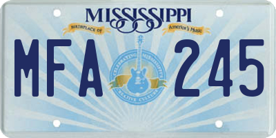 MS license plate MFA245