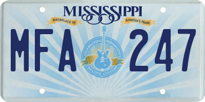 MS license plate MFA247
