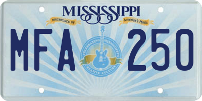 MS license plate MFA250
