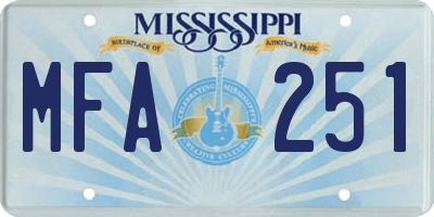 MS license plate MFA251