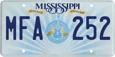 MS license plate MFA252