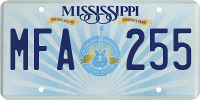 MS license plate MFA255