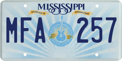 MS license plate MFA257