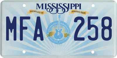 MS license plate MFA258