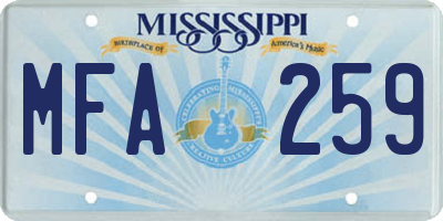 MS license plate MFA259
