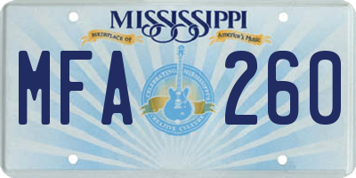 MS license plate MFA260