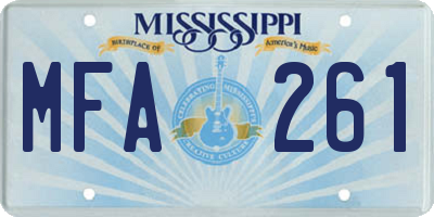 MS license plate MFA261