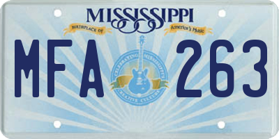 MS license plate MFA263
