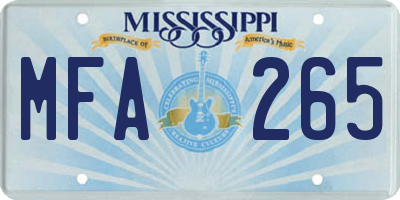 MS license plate MFA265