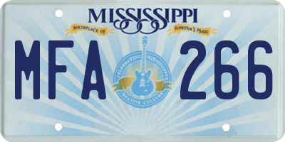 MS license plate MFA266