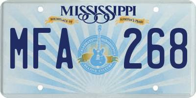 MS license plate MFA268