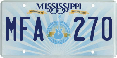 MS license plate MFA270