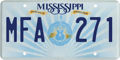 MS license plate MFA271