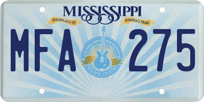 MS license plate MFA275