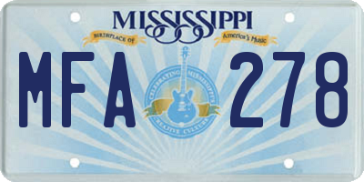 MS license plate MFA278