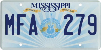 MS license plate MFA279