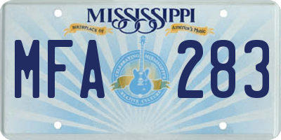 MS license plate MFA283