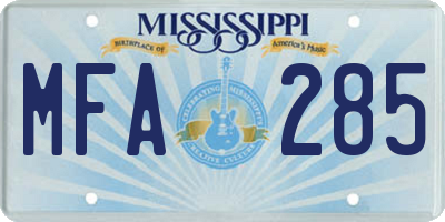 MS license plate MFA285