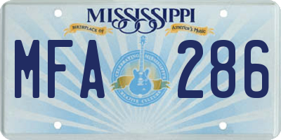 MS license plate MFA286