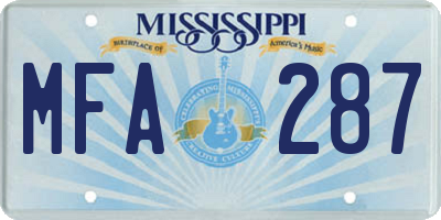 MS license plate MFA287