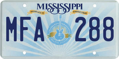 MS license plate MFA288