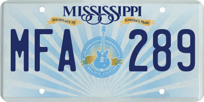 MS license plate MFA289