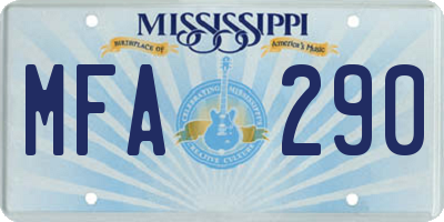 MS license plate MFA290