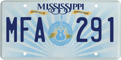 MS license plate MFA291