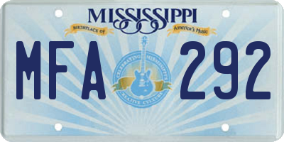 MS license plate MFA292