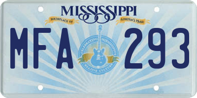 MS license plate MFA293