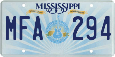 MS license plate MFA294