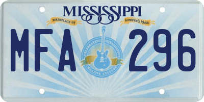MS license plate MFA296