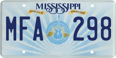 MS license plate MFA298
