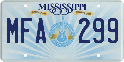 MS license plate MFA299